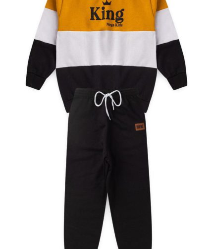 Conjunto Moletom Peluciado Infantil Masculino King - Mostarda
