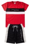 Conjunto Infantil Verao Masculino Mega Kids Listras - Vermelho