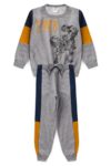 Conjunto Moletom Peluciado Infantil Masculino T-rex Dinossaur - Mescla