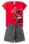 Conjunto Infantil Verao Masculino Hello Bear - Vermelho