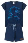 Conjunto Infantil Verao Masculino Menino de Fone - Marinho
