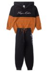 Conjunto Moletom Peluciado Infantil Masculino Recortes MK - Preto