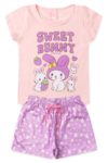 Conjunto Infantil Verao Feminino Sweet Bunny - Rosa
