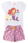 Conjunto Infantil Verao Feminino Sereia Faella - Branco