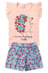 Conjunto Infantil Verao Feminino Summer Day Happy - Salmao