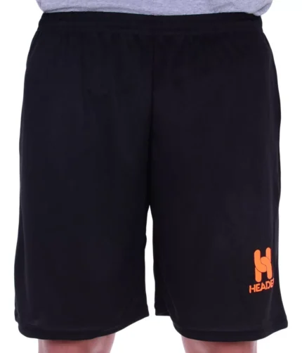 Short Header Masculino Calcao Futebol Academia Verao Praia preto/laranja