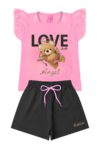 Conjunto Infantil Verao Feminino Ursinho Cupido