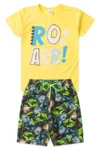 Conjunto Infantil Verão Masculino Danger Roarr - Amarelo