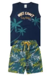 Conjunto Infantil Verão Masculino Regata West Coast - Marinho