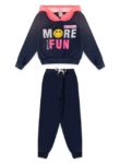 Conjunto Juvenil Inverno Menina More Fun Marinho Rosa Neon