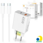 Carregador de Celular Turbo 45W PD USB com Cabo Type-C 1M LEHMOX - LE-405 A+C