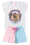 Conjunto Infantil Verão Feminino Long Live - Branco