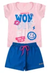 Conjunto Infantil Verão Feminino Wonderful - Rosa