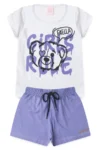 Conjunto Infantil Verão Feminino Girls Rule - Branco